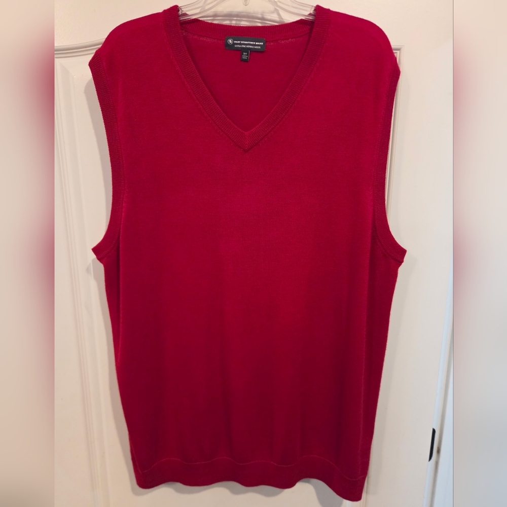 Red V-Neck Extra Fine Merino Wool Sweater Vest